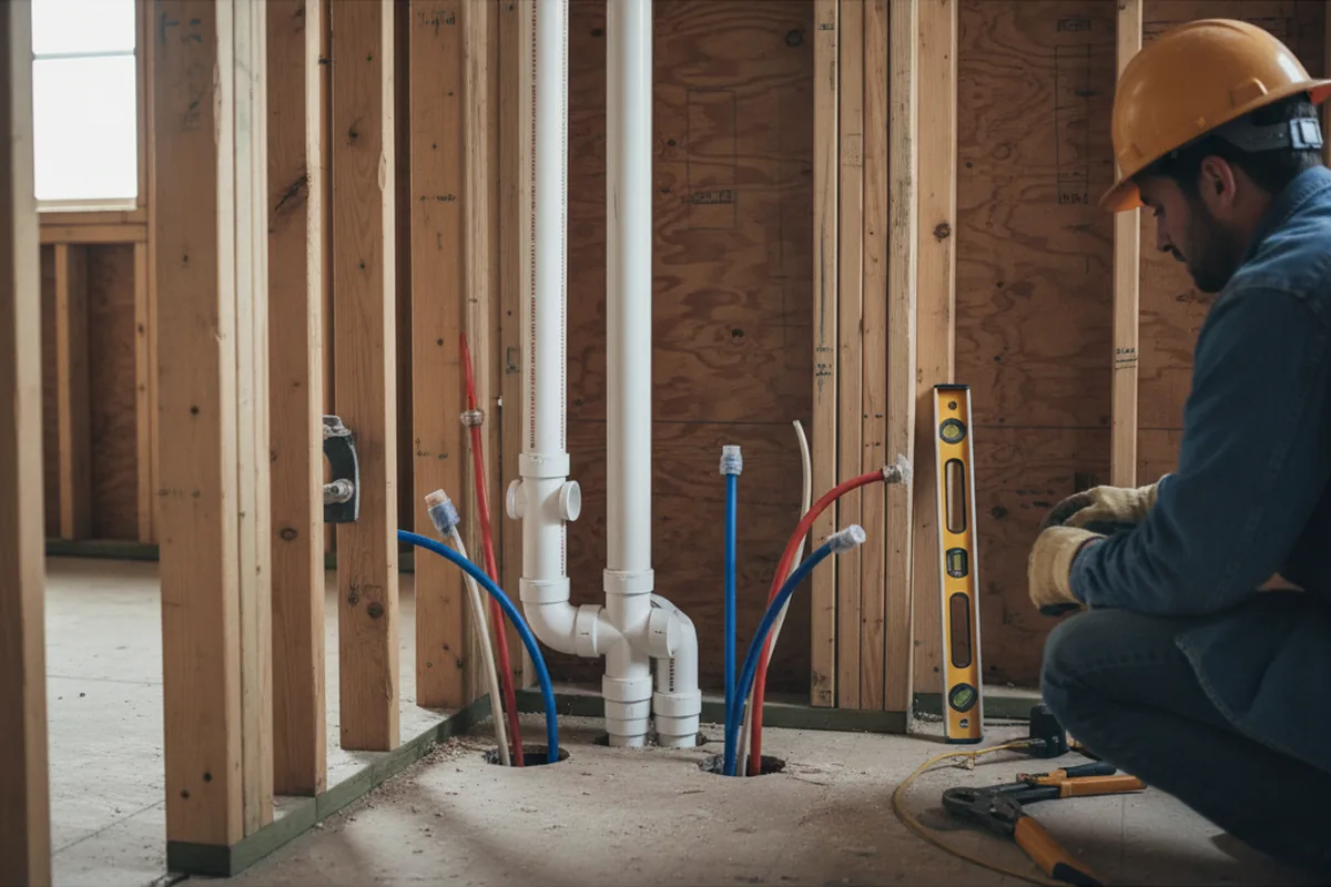 Drain and supply rough-in during Drain Cleaning in Rufus
