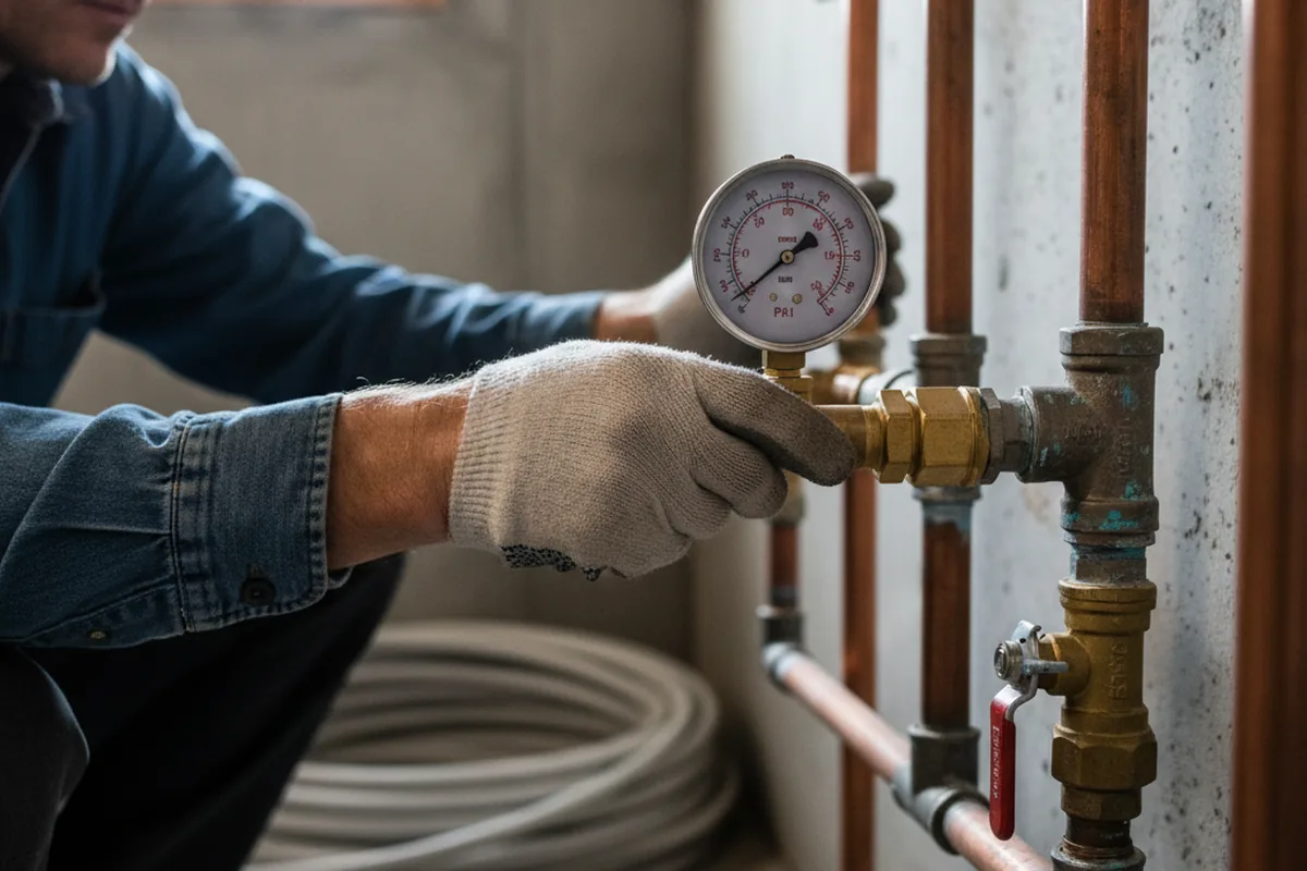 Pressure testing a repaired line during Water Line Repair in Rufus